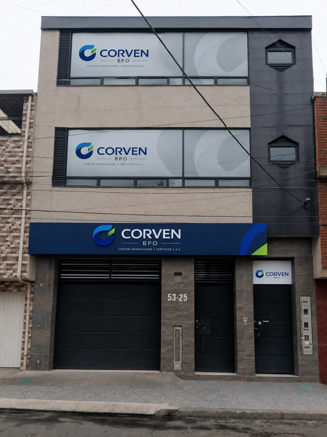 Proyección visual del edificio de CORVEN BPO en Bogotá